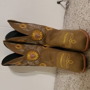 Sunflower Embroidered Cowgirl Boots